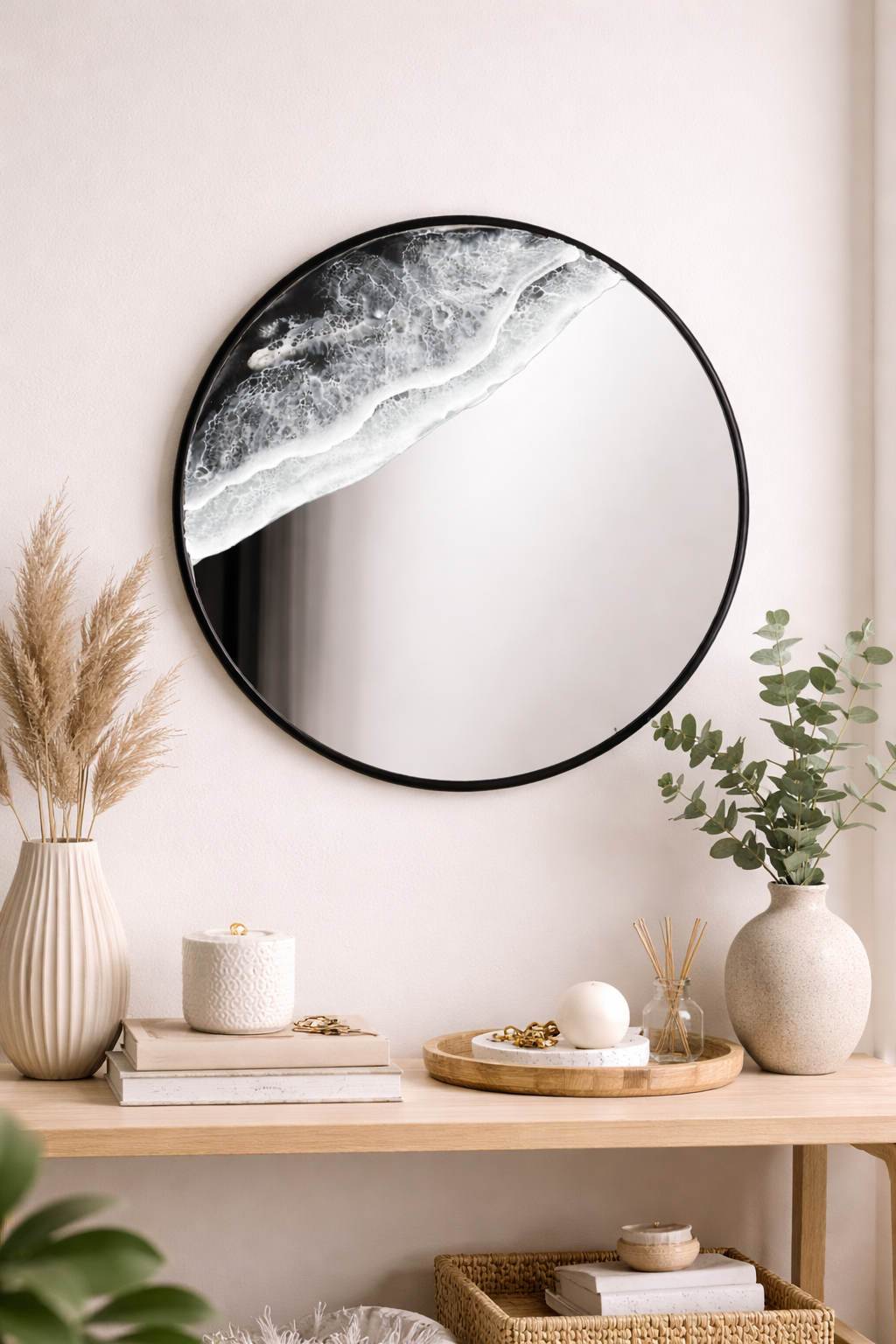 Black Resin Ocean Mirror