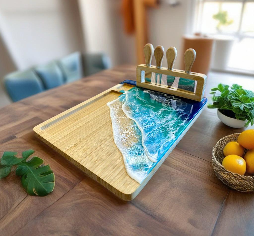 Bamboo Cheese Board - Ocean Waves