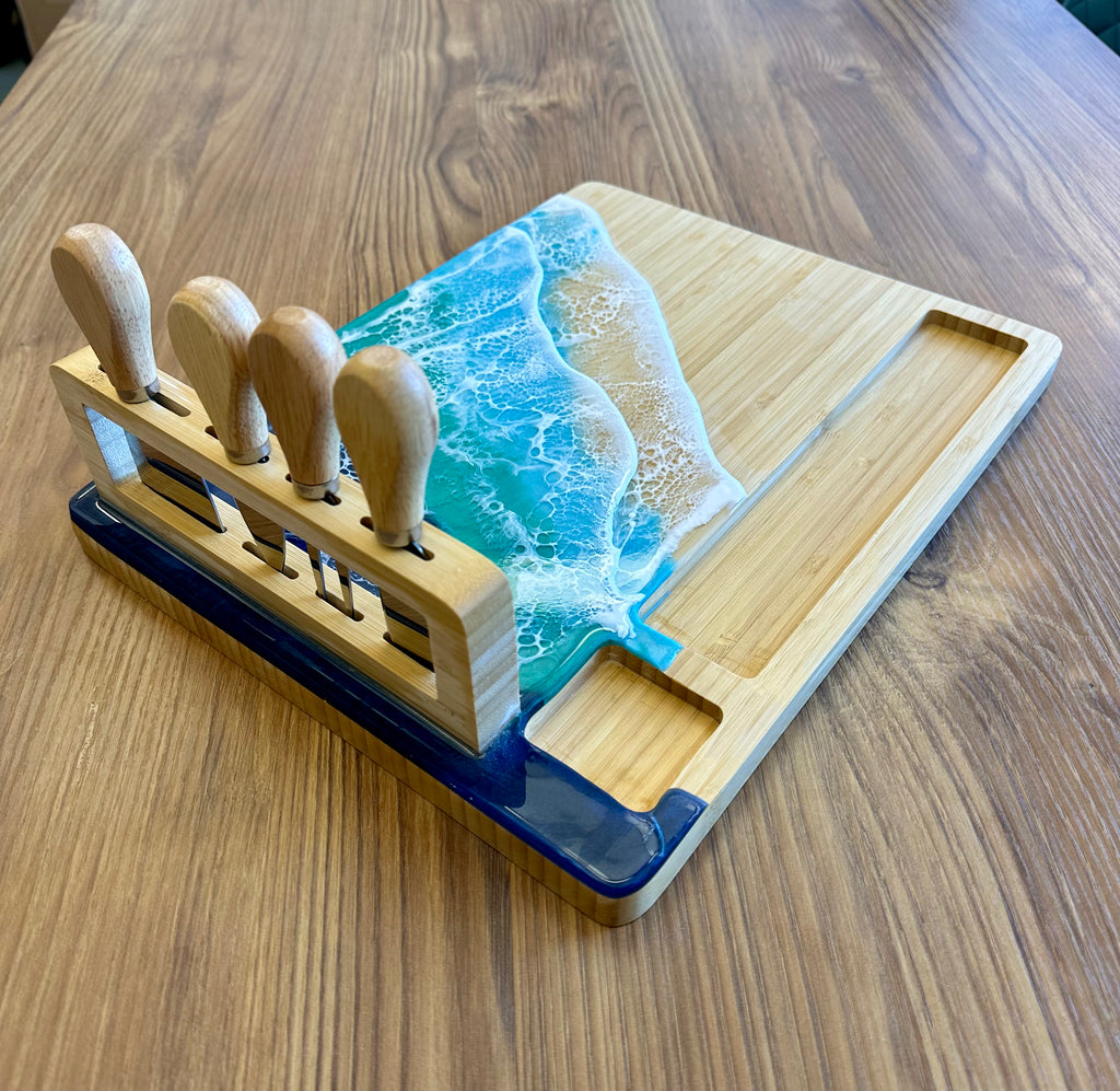 Bamboo Cheese Board - Ocean Waves